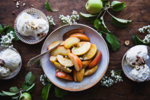 Golden bits of apples.