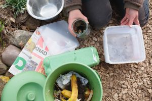 Sara gör en mask-kompost